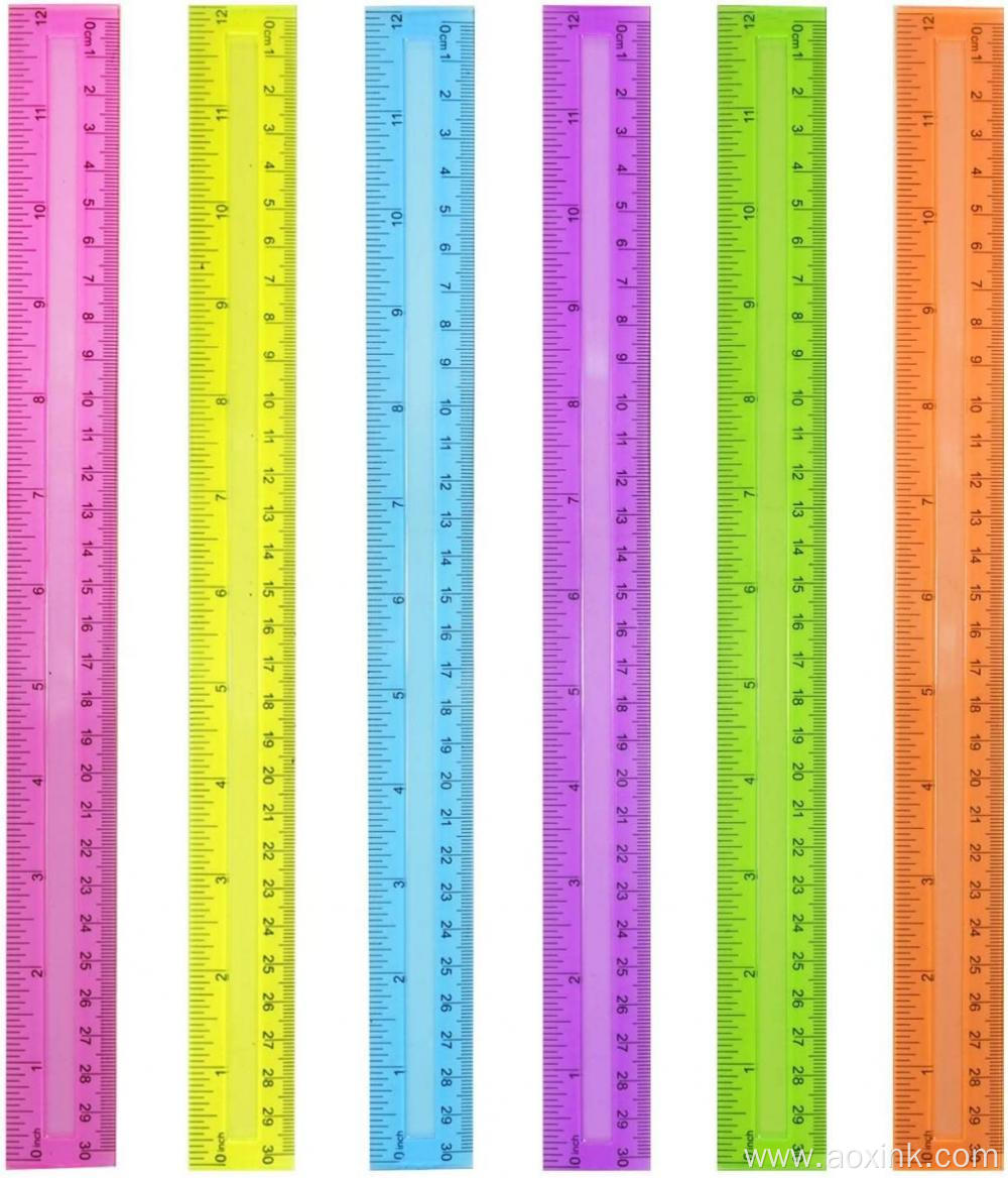 Transparent Ruler Straight Kids Student Fashion Plastic 30cm Rulers For School