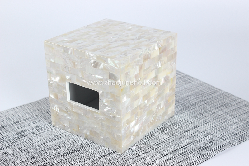 White Mother of Pearl Facial Tissue Box Design