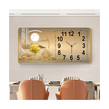 Modern Living Room Crystal Wall Clock Art Painting - PVC Framed Mural Decor