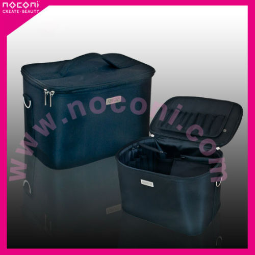 NOCONI professional black colour Oxford fabric makeup case with metal double Zipper