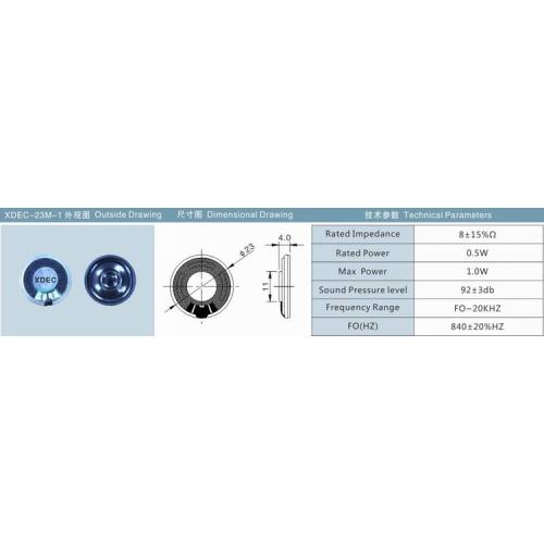 Micro 8ohm 0.5w mylar speaker 23mm