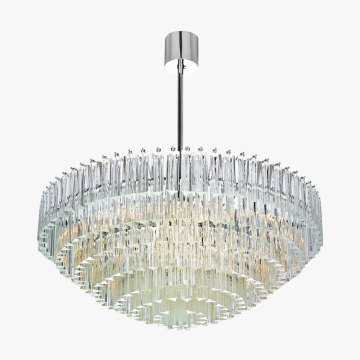 JANSOUL Triangular Murano Glass Chandelier with Chrome Frame