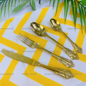 Baroque 304 Stainless Steel Mirror Finish Flatware Set for Weddings and Restaurants