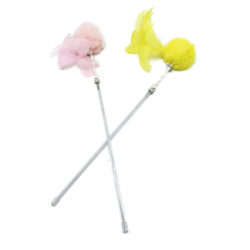 Cat Wand Toys with Feather and Pompom