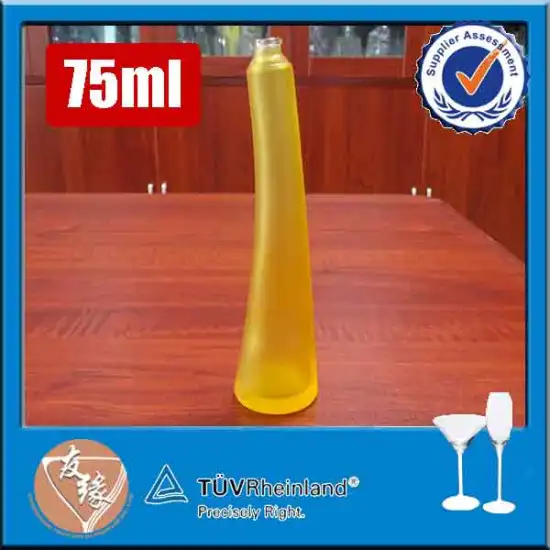 Custom made 75ml bent colored fancy glass bottles wholesale