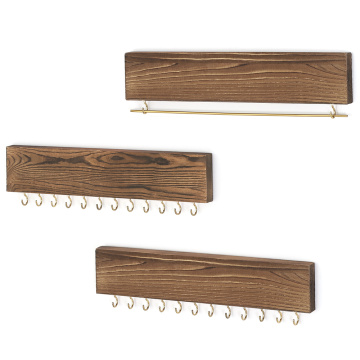 Wood Hanging Jewelry Holder with Removable Earrings Rod