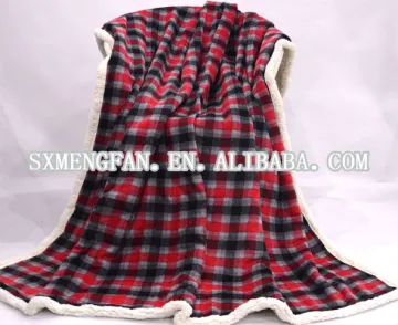 Red double-woven Checks Print Plaid Blanket