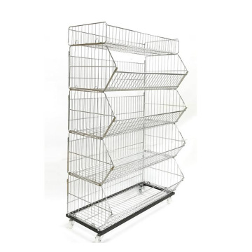 5-Tier Metal Wire Storage Baskets for Supermarket