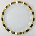 Luxury Gold Wave Rim Transparent Glass Charger Plates