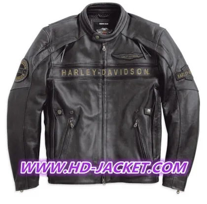Harley-Davidson® Mens Spencer Reflective Distressed Black Leather Jacket.