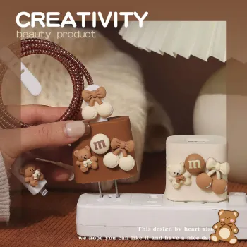 3D Bear Cable Protector: Spiral Cable Winder, Headphone Charger, and Data Cable Protective Cover for Wire Cord Management