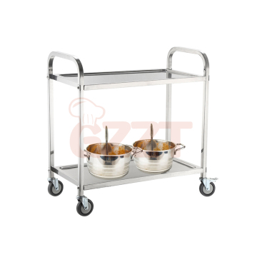 Stainless Steel Food Serving Trolley for Restaurants and Hotels