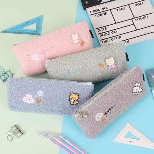 Custom little love style plush embroidery pencil case