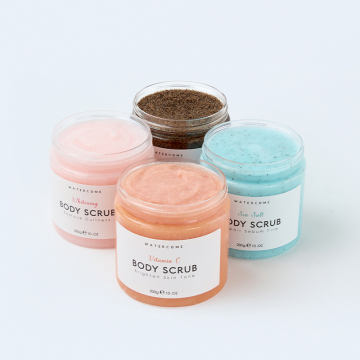 Oem odm spa garam pengelupasan shea mentega gula bodi scrub