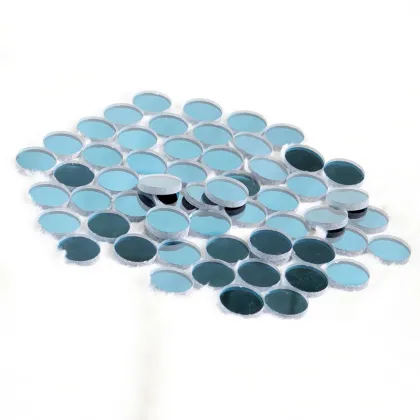 DIY Handmade Round Lens Glass Round Mirror - Large Medium Silver Color Mosaic