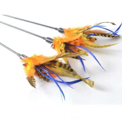 Interactive Pet Steel Wire Cat Wands Feather Toy Wholesale Supplies