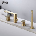 Brushed Gold 4 holes Bathroom Brass bathtub tap