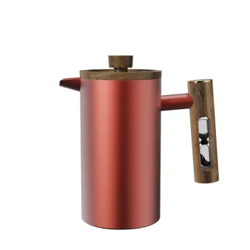 DHPO Double Wall Stainless Steel Insulated Coffee Pot French Press with Hourglass Timer