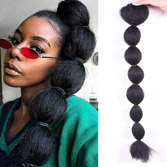Different Color Lantern Bubble Fishtail Braids Ponytail for Women Drawstring Hair Accessories Fashion Synthetic Ponytails