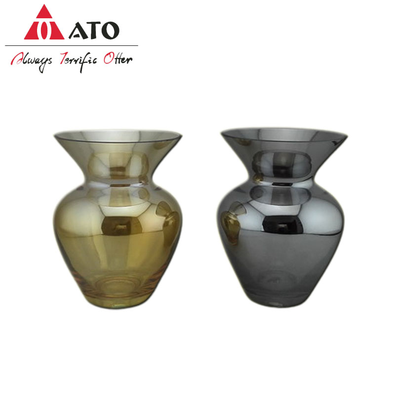 Clear vase with color plating decor flower vase