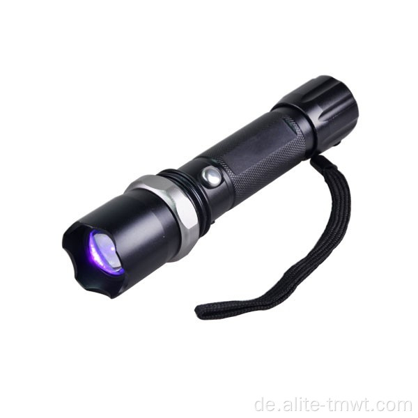 Wiederaufladbare Taschenlampe Ultraviolett -LED -UV -Fackel mit Zoom