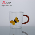 البوروسيليكات شرب نظارات تورم مع 3D butterfly