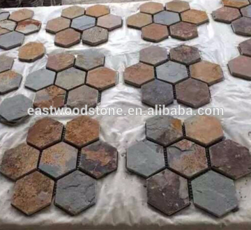 hexagon shape paving stone patterns,slate mosaic pattern tile