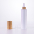White glass lotion bottle with bamboo lid