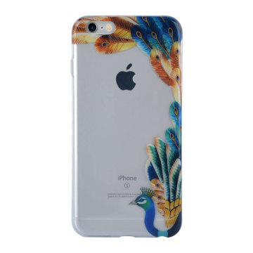 Blue Peacock Bird Background Half Transparent Phone Case for IMD iPhone 6S Case
