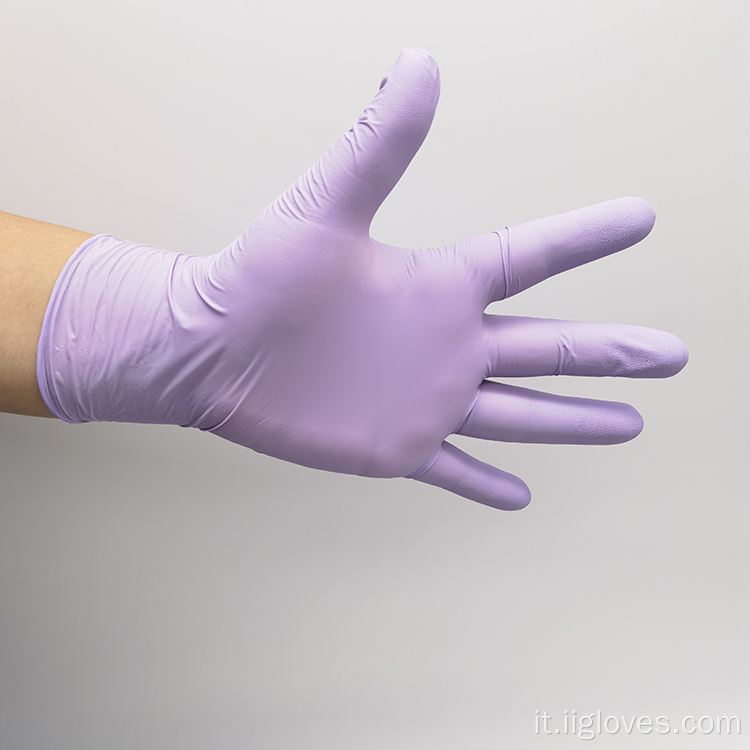 Guanti di nitrile viola viola da laboratorio per cibo