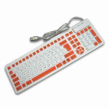 Flexible Keyboard, Waterproof Keyboard with USB2.0, Made of Silicone, 107 Keys Layout, CE and RoHS