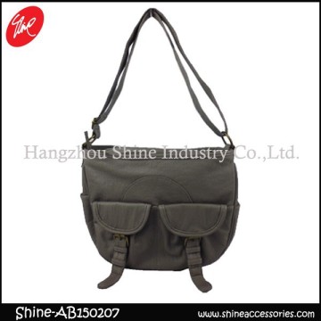 New design crossbody bag/two outside pockets messenger bag/fashion washed bag