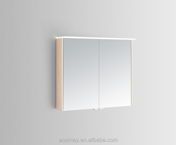 Wall Mount Storage Plywood Mirror Cabinet with LED