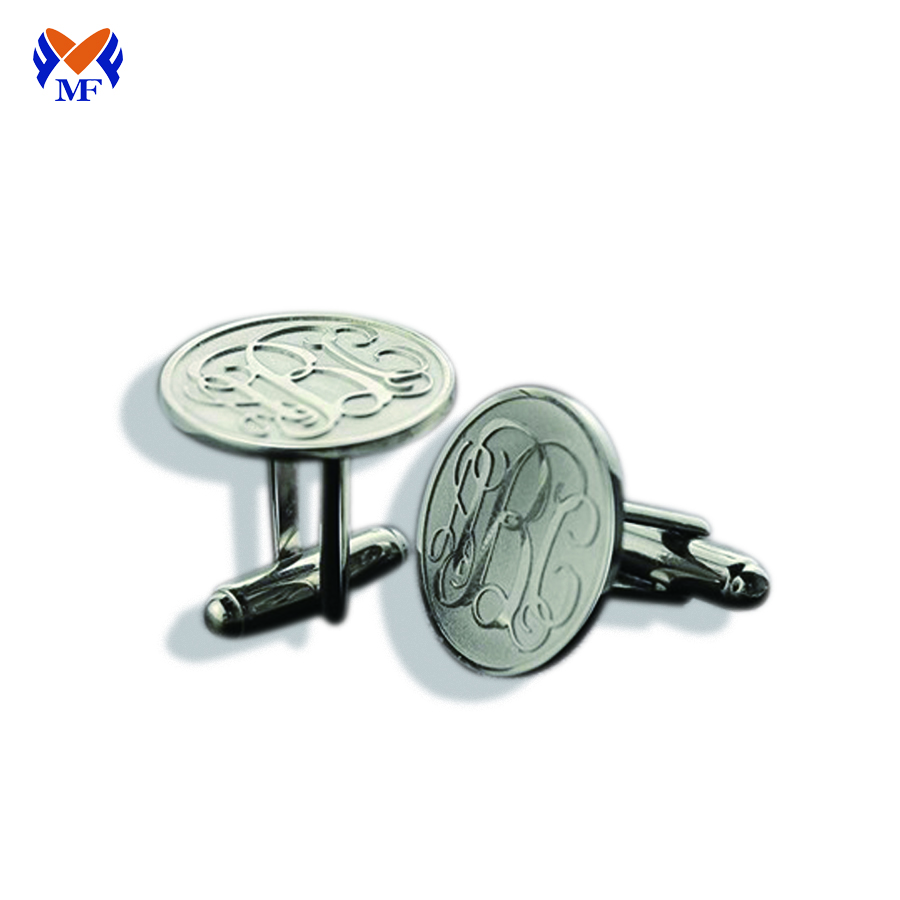 Custom made round embossed logo cuff links