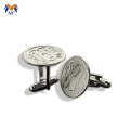 Custom made round embossed logo cuff links