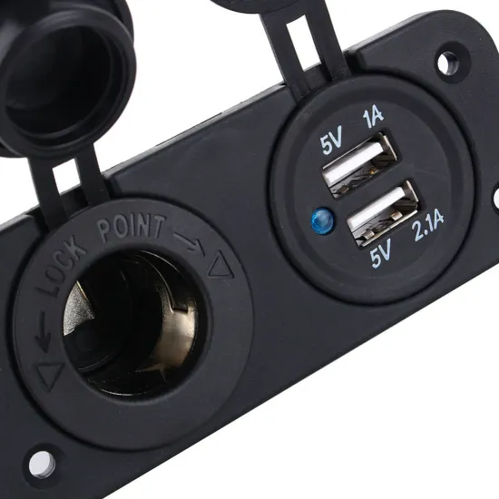 CHSKY 12V/24V Car Cigarette Lighter Socket with Dual USB Charger