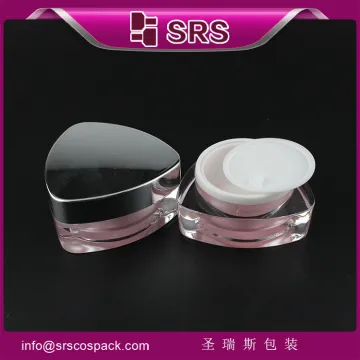 Plastic pink color empty cosmetic acrylic jar with silver cap