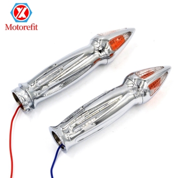 Chrome CNC Aluminum Alloy Handlebar Grips with Turn Signal Lights for Moto Choppers