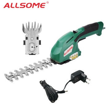 ALLSOME 2 in 1 7.2V Electric Hedge Trimmer Cordless Household Trimmer Rechargeable Weeding Shear Pruning Mower