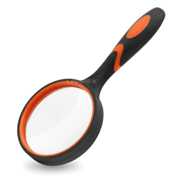 Portable Non-Slip 75mm 10X Rubber Handle Shatterproof Magnifying Glass for Seniors and Kids