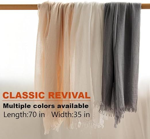 Cotton Blend Crinkle Vintage Soft Scarf with Fringed Edges,linen scarf,shawl,travel scarf