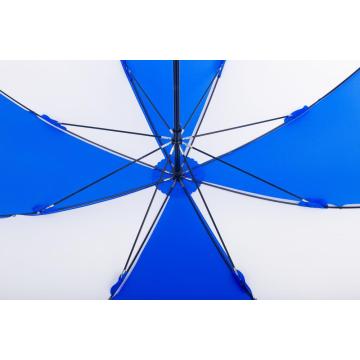 Blue and white golf umbrella