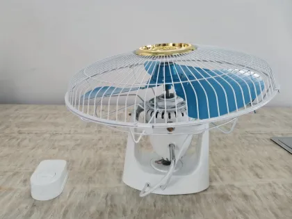 High Power 16 Inch Ceiling Fan with Green Metal Blades and Gold Ring