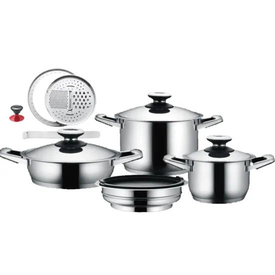 Stainless Steel 304 Wide Edge Pot and Pan Set for Induction Cooking