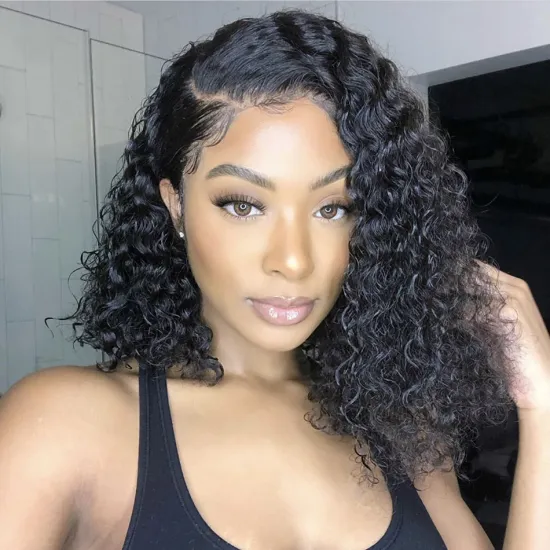 Wholesale Brazilian Cuticle Aligned Virgin Hair Pixie Cut Short Bob Wigs For Black Women Water Curly Human Hair Lace Front Wig