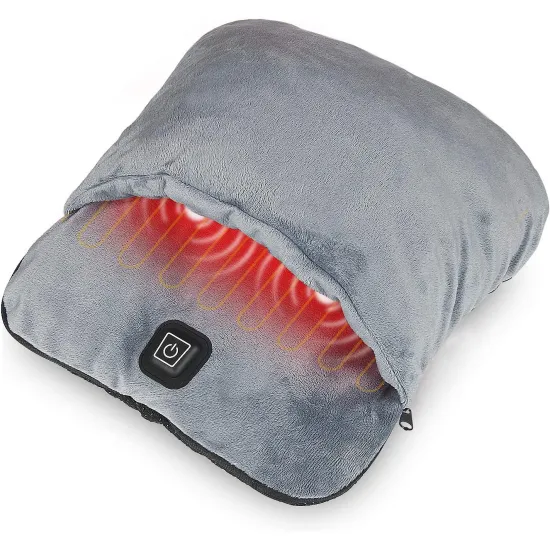 Winter Super Soft Flannel USB Foot Warmer with Vibration Massage for Elderly
