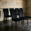 Silla de comedor duradera con respaldo alto de terciopelo negro