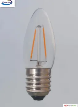clear glass candle lamp C35 2W led filament bulb