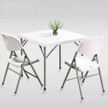 86cm Portable 4 Seater Square Folding HDPE Plastic Dining Card Coffee Table