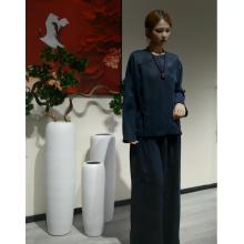 wide leg navy blue trousers